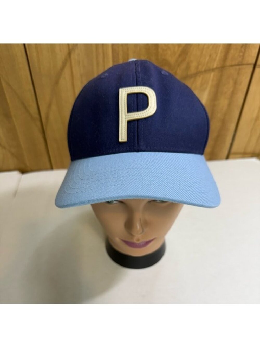 PUMA Golf “P” Tour Exclusive Flexfit 110 Hat Navy Light Blue Rickie Fowler